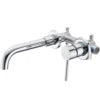 Modern Polished Chrome Single Handle Wall-Mounted Bathroom Faucet with Ceramic Valve Core and Brass Construction