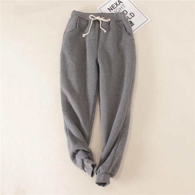 Lambskin Sweatpants Winter Women's Velvet  Autumn and Models Loose Thickening Was Thin Warm Pants