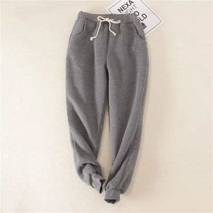 Lambskin Sweatpants Winter Women's Velvet  Autumn and Models Loose Thickening Was Thin Warm Pants
