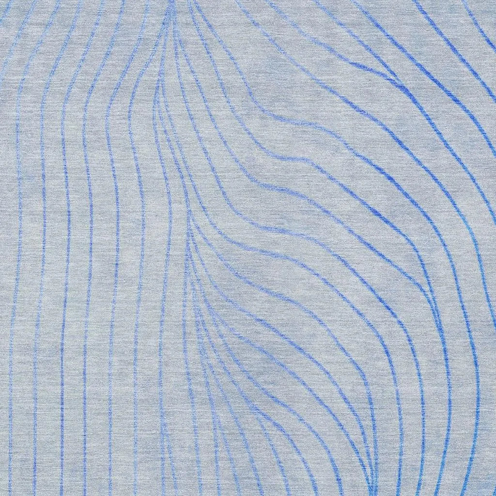 HMS 8' X 10' Abstract Indoor Outdoor Area Rug Blue and Silver Washable Carpet