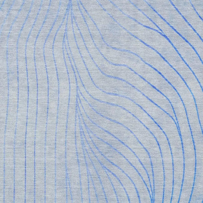HMS 8' X 10' Abstract Indoor Outdoor Area Rug Blue and Silver Washable Carpet