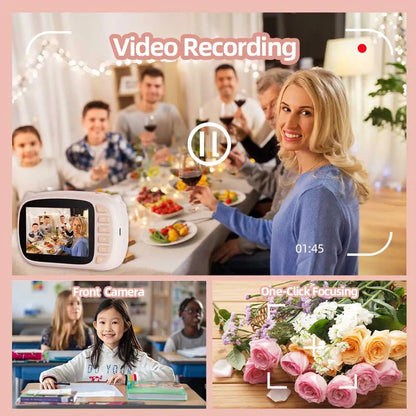 1080P HD Mini Camera Kids' Selfie Toddler Child Camera with Video Feature Print Style for Child's Birthday Gift