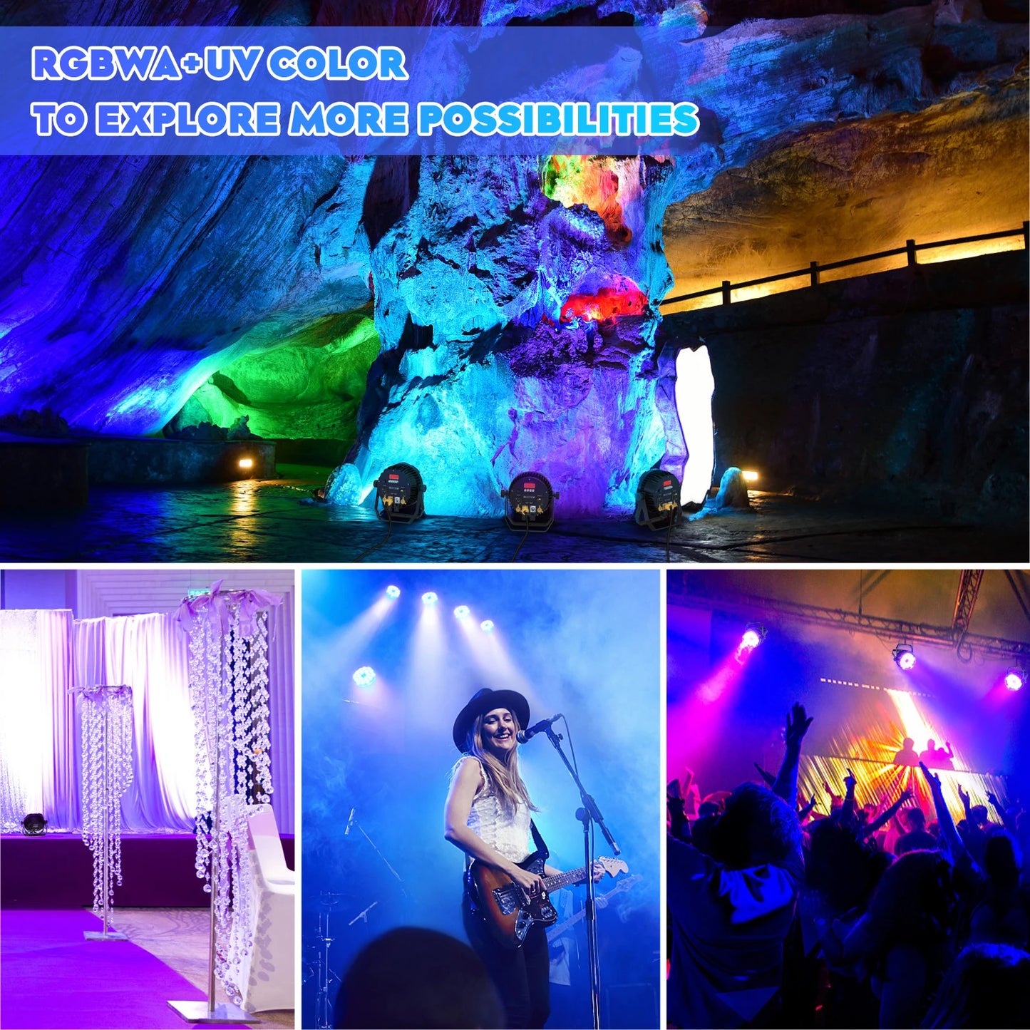 P65 Waterproof 18x10W RGBWA+UV 6In1 LED Par Light Outdoor Strobe Par Lights for DJ Night Club Disco Club Party Wedding