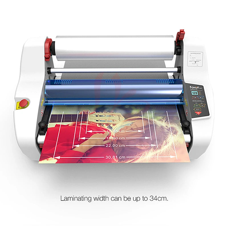 FY-350DL English Version 220V Photo Cold Hot Laminator Rolling Device Desktop A3 A4 Paper Laminating Machine Four Roller Film