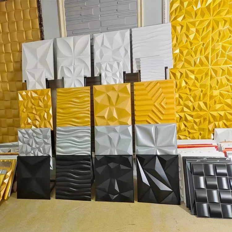 Irini 2024 Hot Selling PVC Deep Brushed Gold 3D Wall Panels Waterproof Fireproof Easy Install Household Interior Wall Decor