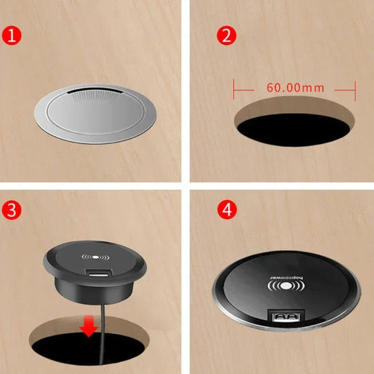 Wireless Charging Station Embedded Convenient Safe Desk Wireless Charger Wireless Charging Pad Fast Wireless Charger