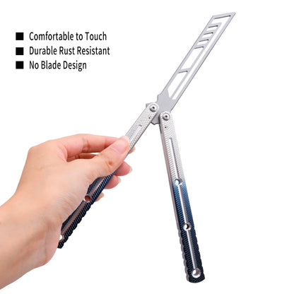 TGZUO Utility Aluminum Beginner Trainer Outdoor Portable EDC Balisong Knife Safety Blade Folding Knife