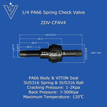 ZDVseal 1/8 Inch Fuel Check Valve 1-3Kpa Diesel Spring Valve for Automotive Oil Systems One Way Valve