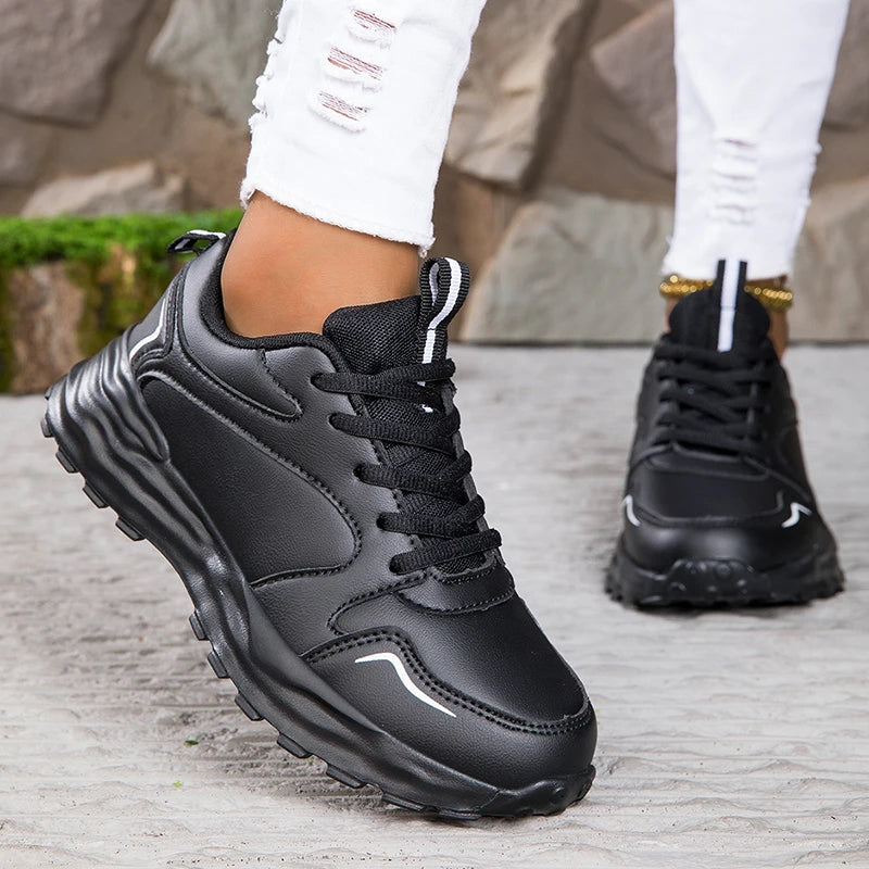 Autumn Men's Shoes 2024 New Trend Versatile Thick Sole Elevated Leather Sports and Casual Zapatos Running Shoes for Women