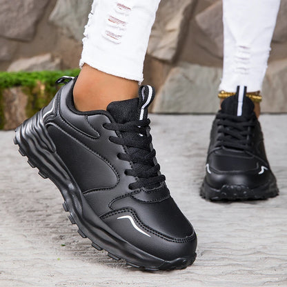 Autumn Men's Shoes 2024 New Trend Versatile Thick Sole Elevated Leather Sports and Casual Zapatos Running Shoes for Women