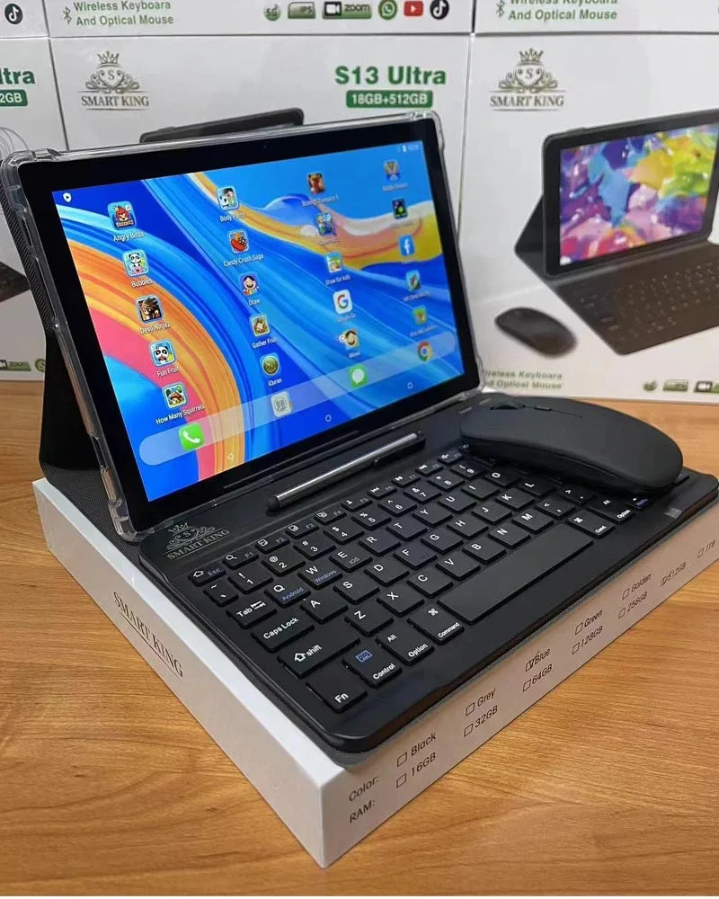 2GB RAM 32GB ROM Android 13 GPS 2 in 1 Tablet with Keyboard Mouse Octa Core Processor 10.1 Inch HD IPS Screen 5G Wifi Tablet PC