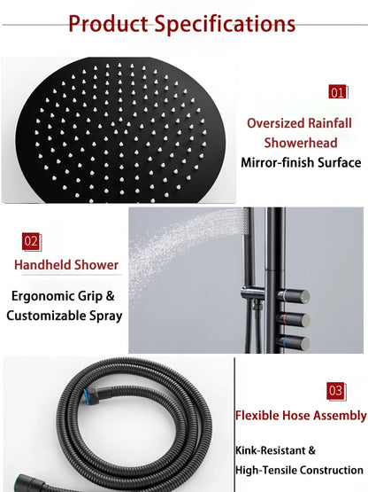 Matte Black Brass Outdoor Shower Faucet Set Freestanding Poolside Outdoor Shower Faucet Freestanding Outdoor Shower Mixer