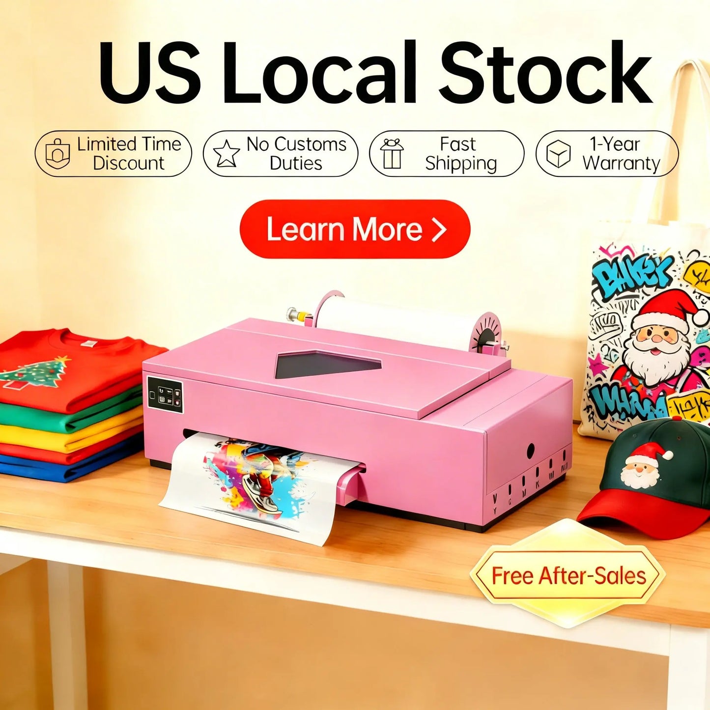 US Local Stock 13 Inch XP600 Head Inkjet DTF Printer Heat Transfer T-shirt Printing Machine for Small Business Print Store
