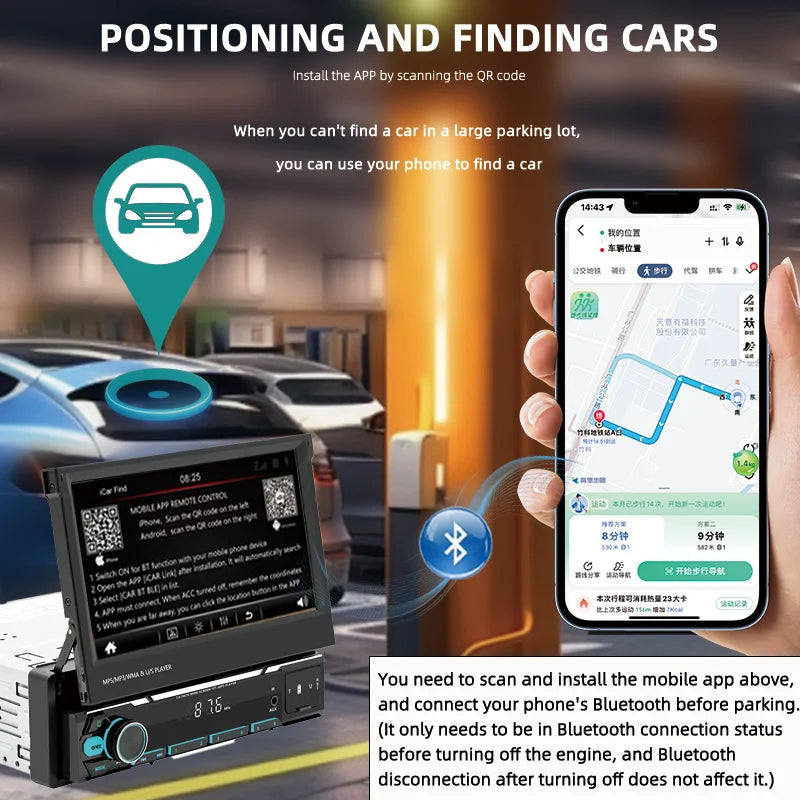 7" Wireless Android 10.0 Car MP5 Player Dashboard Manual Control /SD/RDS/USB/RED Function LCD Screen Amplifier RGB