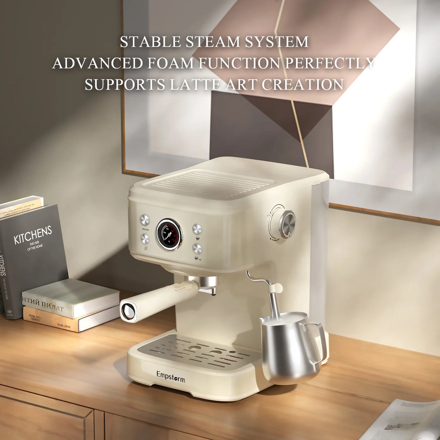 Commercial Semi-Automatic Electric Espresso Coffee Machine Brew System White Color 120V/220V Household Use Complete Accessories