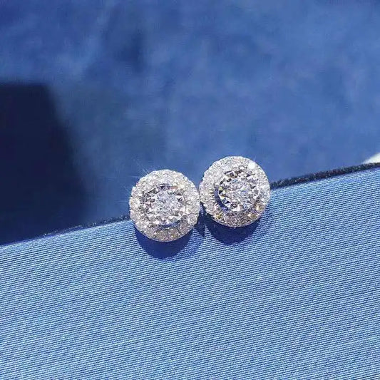 Wholesale High Quality Fashion Wedding Accessories Jewelry Natural Round Diamond 18K Pure Earring Stud by PDG ibma