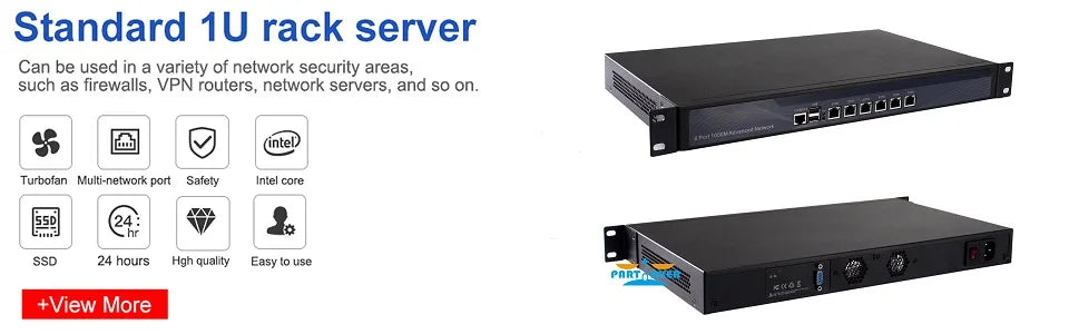 Partaker Firewall Hardware VPN Firewall Appliance 6 X LAN 4 X 10G SFP Intel Quad Core C3758 C3958 1U Firewall Server OPNsense