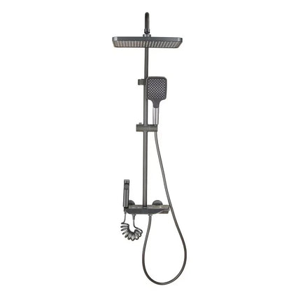 Multifunctional Rain Shower Set Single Handle Thermostatic Brushed Ceramic Wall Mount Soft Spray Bathroom Shower Faucets