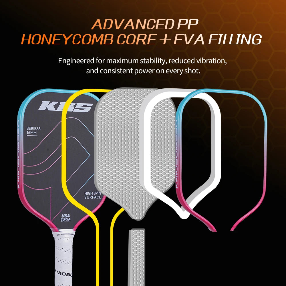 Hudef Viva Pro 16mm GEN 5 Pickleball Paddle Selkirk Luxx Power Air Control Raw Carbon Fiber Foam Injected Sleeve Packing