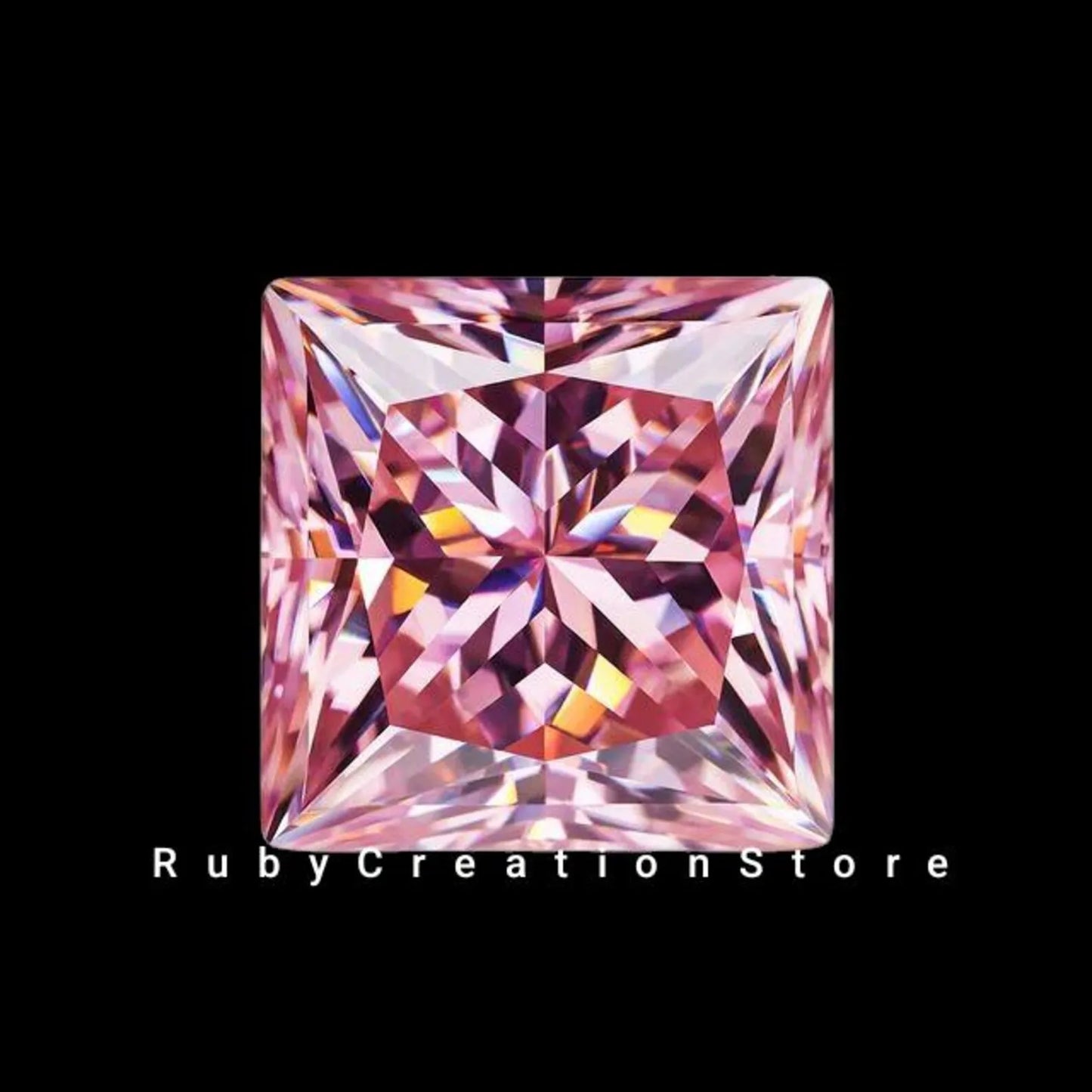 Beautiful Color Pink Princess Cut Polished Moissanite Loose Stone VVS1 Clarity High Brilliance Fire Certified Gemstone for