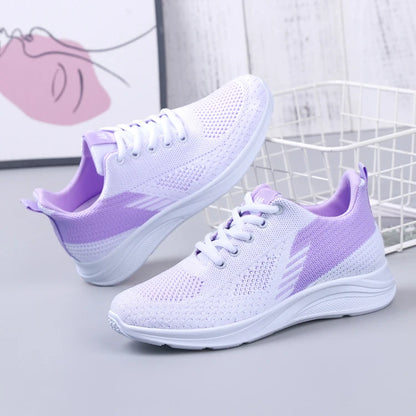 Y Black Green Purple Women's Shoes Flying Woven Mesh Sneakers Casual Light Soft Sole Sports Running Waking Style Shoes