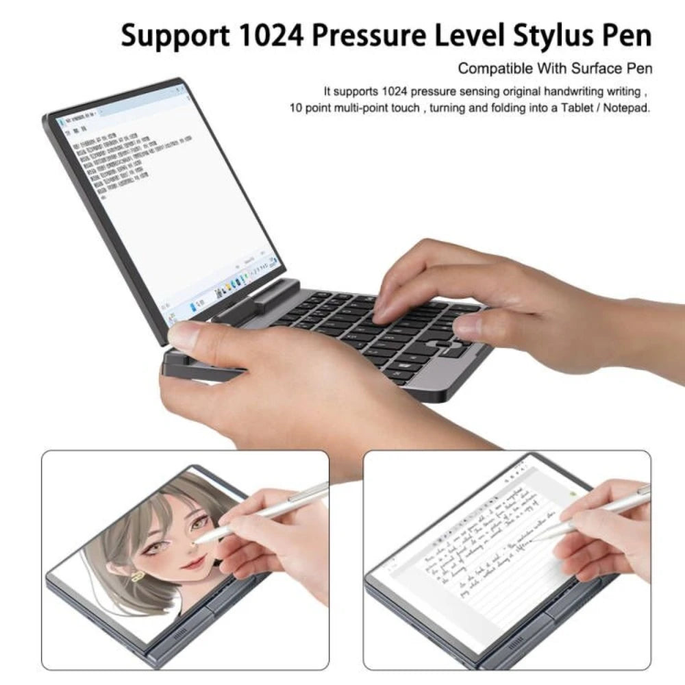 Crelander 2 In1 Mini Computadoras Laptop 8 Inch Intel N150 Cpu Touchscreen DDR5 12GB RAM WiFi 6 Portable Tablet PC Pocket Laptop