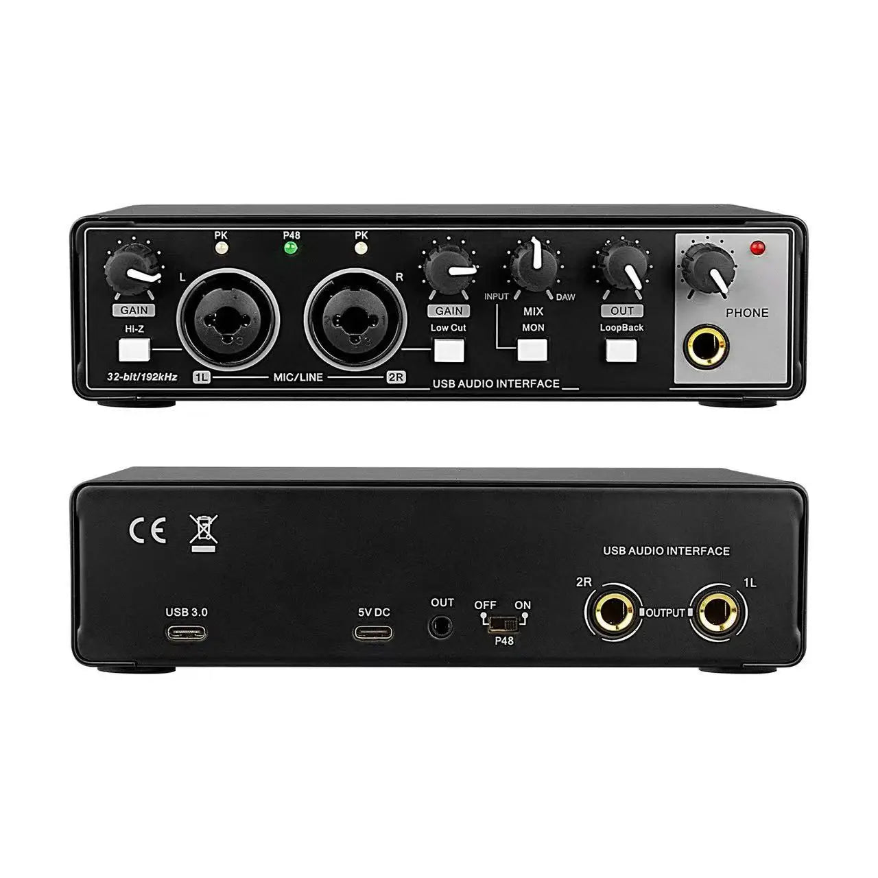 GAX-MD22P 2 in 2 Out Studio Recording Usb Audio Interface for Guitar