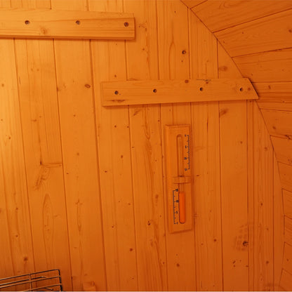 Luxury 6FT Outdoor Barrel Sauna Featuring a Panoramic Glass Front and Premium Commercial-Grade Heater