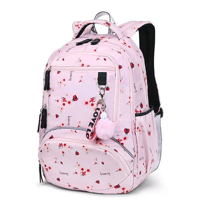 Cherry blossoms elementary school backpack for girls black pink floral bookbag fashion school bags for girls cute flower bookbag