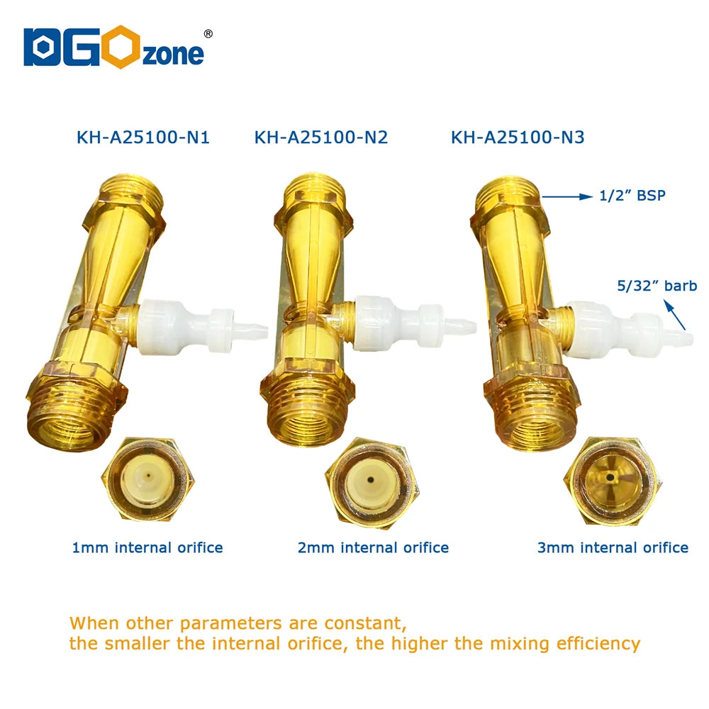 1/2in  Venturi Injector with Valve for Gas Mixer PVDF Body Ozone Proof Spa Venturi Connector KH-A25100-N DGOzone