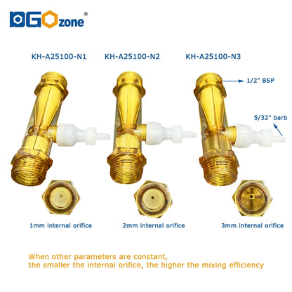 1/2in  Venturi Injector with Valve for Gas Mixer PVDF Body Ozone Proof Spa Venturi Connector KH-A25100-N DGOzone