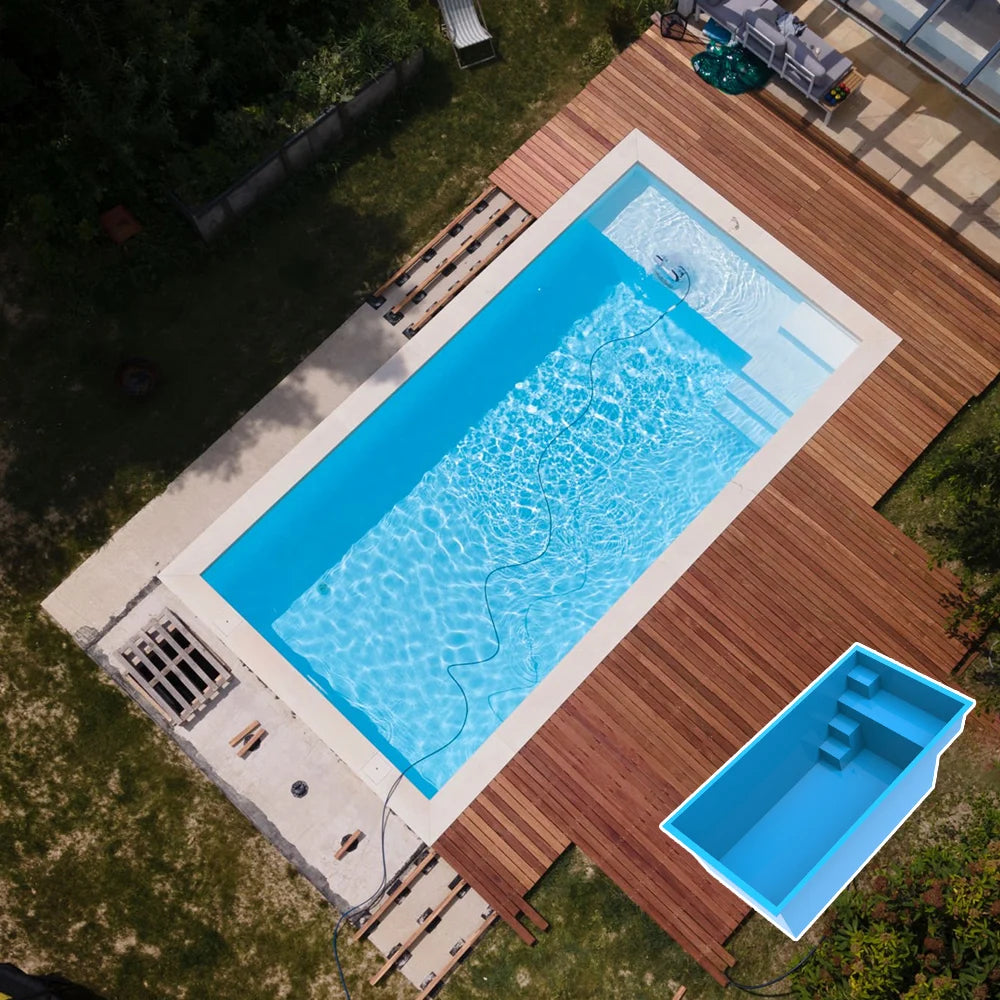 US Ships in 3 Days Small Size 14ft Outdoor Family Frp Fiberglass Rectangular Children's Pool Inground Plunge Spa Swimming Pool