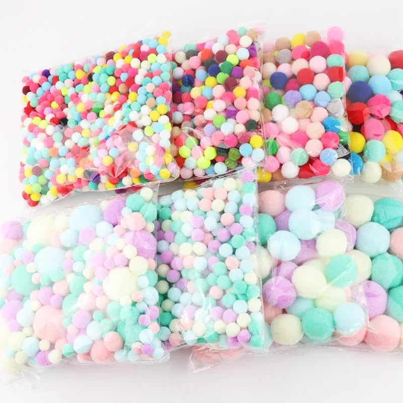Mini Pompom Mixed Soft Round Pompones Balls Fluffy Pom Pom for Kids DIY Garment Handcraft Craft Supplies 8/10/15/20/25/30mm