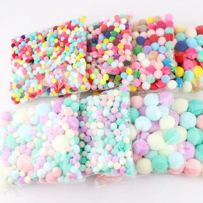 Mini Pompom Mixed Soft Round Pompones Balls Fluffy Pom Pom for Kids DIY Garment Handcraft Craft Supplies 8/10/15/20/25/30mm