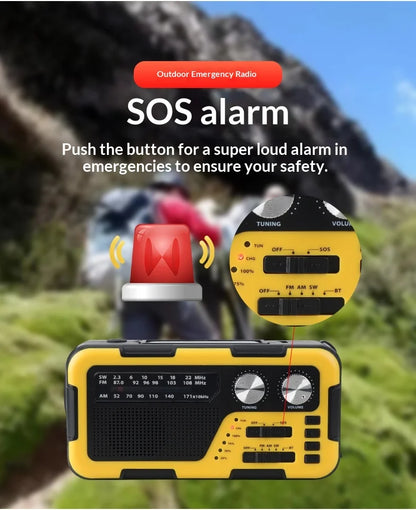 4000mAh Weather Emergency AM/FM Radio Noodradio Emergency Hand Crank Solar Charging Flashlight Survival Kit Gear Electronics