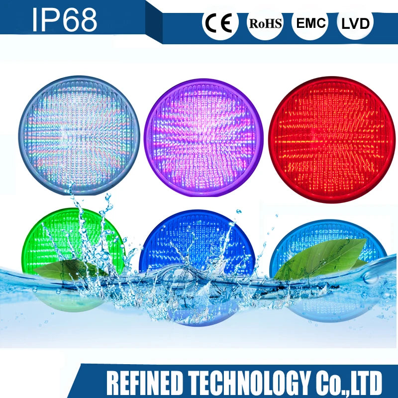 Refined IP68 Waterproof Thick Glass 18w 12v Par56 Led Underwater Swimming Pool Light for Outdoor Pool