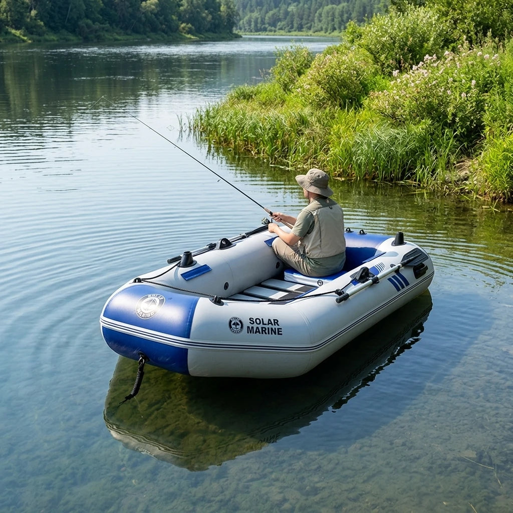 Hot Selling Solar Marine B230-1 230 CM 3 People PVC Inflatable Kayak Canoe Wooden Floor Fishing Boat With Oar Accessories