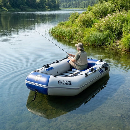 Hot Selling Solar Marine B230-1 230 CM 3 People PVC Inflatable Kayak Canoe Wooden Floor Fishing Boat With Oar Accessories