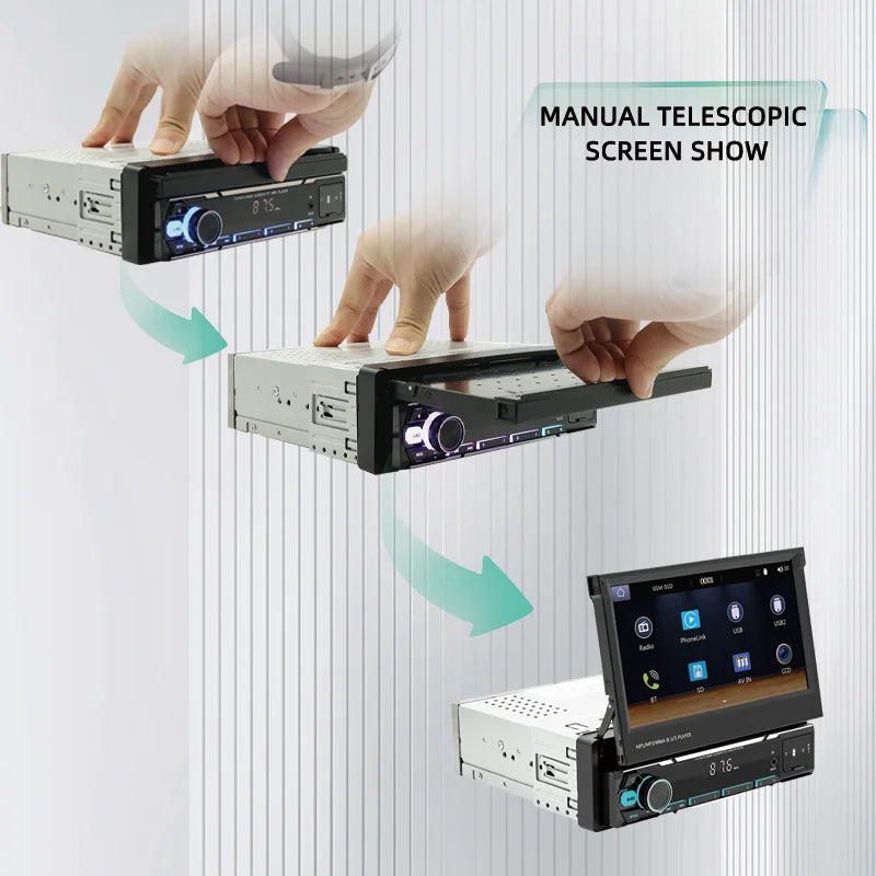 7" Wireless Android 10.0 Car MP5 Player Dashboard Manual Control /SD/RDS/USB/RED Function LCD Screen Amplifier RGB