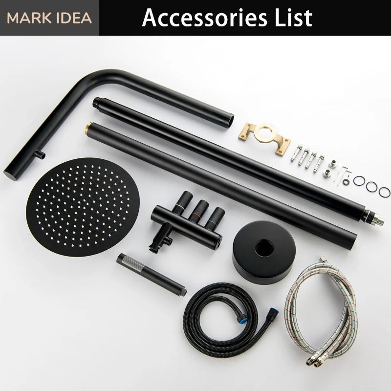 Matte Black Brass Outdoor Shower Faucet Set Freestanding Poolside Outdoor Shower Faucet Freestanding Outdoor Shower Mixer