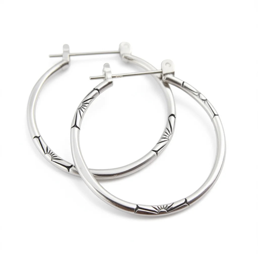 Silver Plated Hoop Earrings For Women Alloy Metal Fashion Jewelry Classic Round Design Daily Wear Accessory