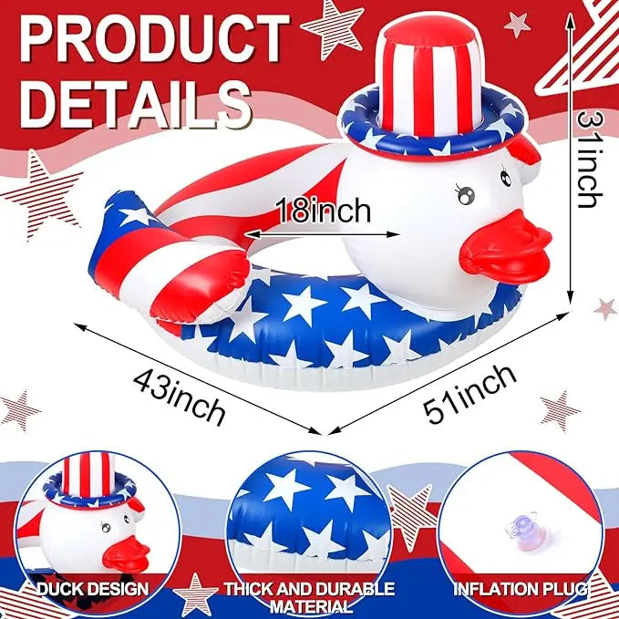 Inflatable Pool Floats  Ring Red White Blue Inflatable Pool Rafts Summer Beach Pool Party Supplies  for Independence Day
