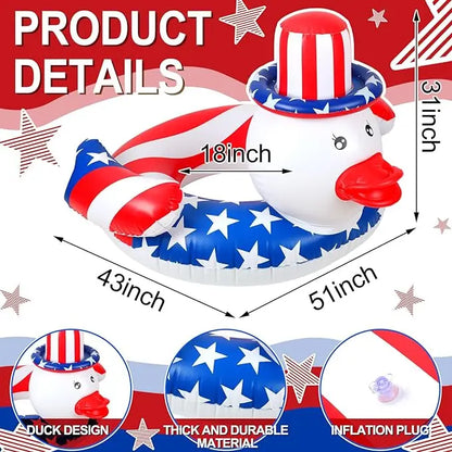 Inflatable Pool Floats  Ring Red White Blue Inflatable Pool Rafts Summer Beach Pool Party Supplies  for Independence Day