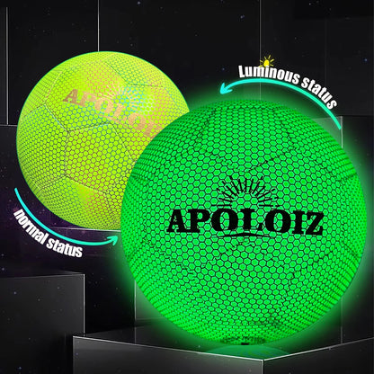 Custom Holographic Soccer Ball Luminous Light Football Glowing in the Dark Soccer Ball  Size 4 5 PU Football for Sport Training