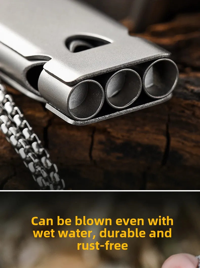 Factory Stock Titanium Alloy Three-Tube Double for Acme Whistle for EDC Tools Portable Outdoor Camping & Survival