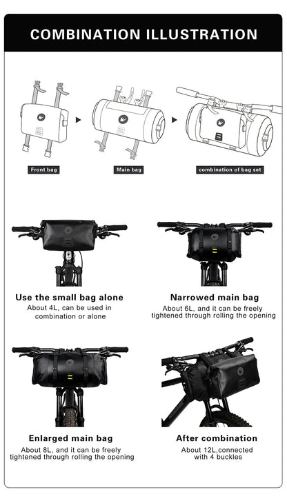 Rhinowalk Bike Handlebar Bag Waterproof Big Capacity 4L-12L  Frame Front Tube Cycling Bag Trunk Pannier Bike Accessories