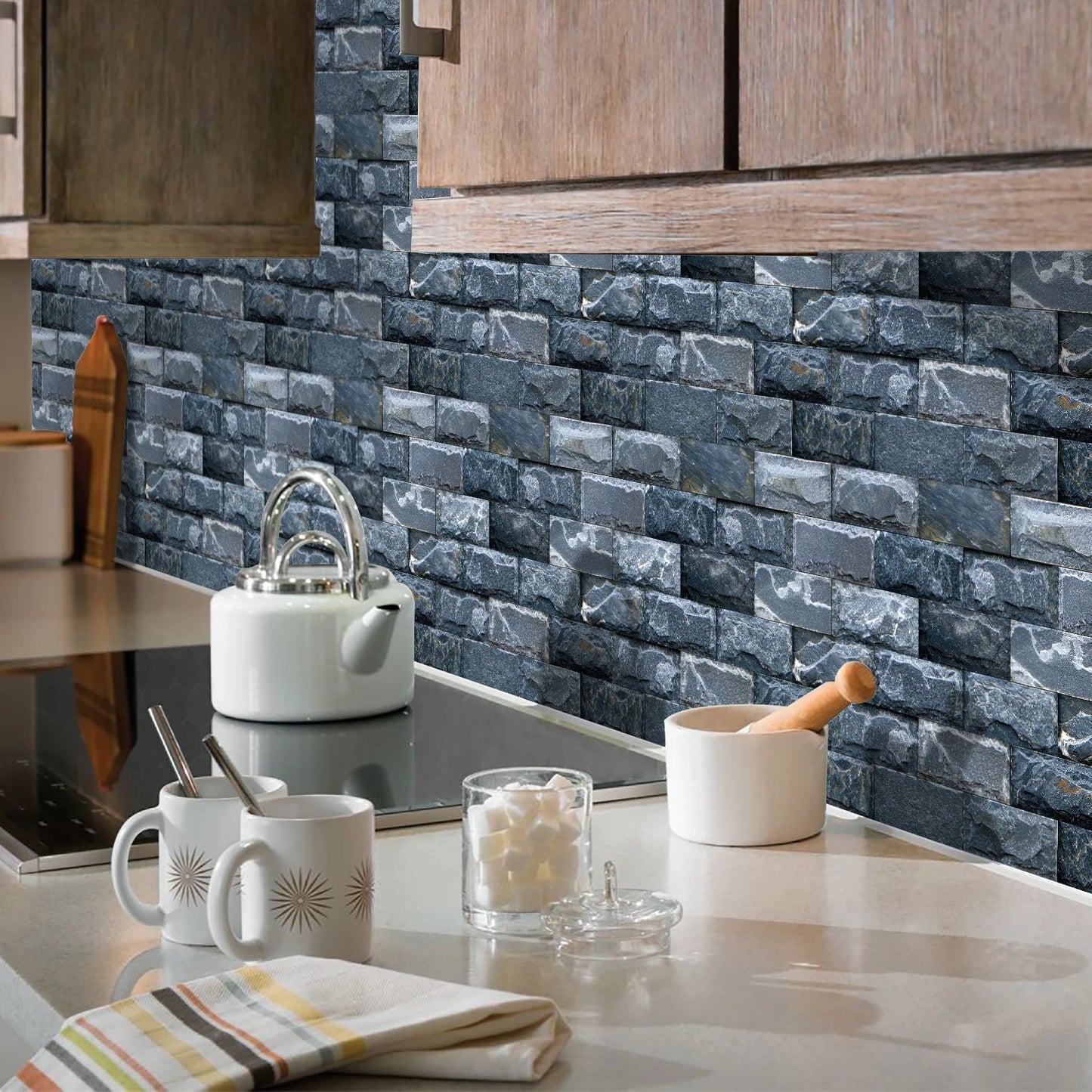 10 Pcs 13.5 X 11.5 Inch Self Adhesive Tile Stickers Waterproof PVC+PE Backsplash Tile Peel and Stick Wall Tiles for Kitchen