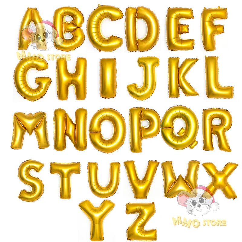 16/32inch Letter Balloons Party Decoration Aluminum Foil Helium Balloon Birthday Wedding Valentine's Day DIY Layout Supplies