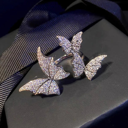 T0055 Wings Ring Alloy Crystal Rhinestone Neo Gothic Party Women's Jewelry