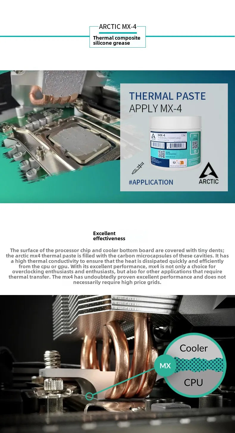 For Arctic Mx-4 Thermal Silicone Grease Desktop Notebook CPU Graphics Card Cooling Paste Copper Computer Case Ball Bearing Bea